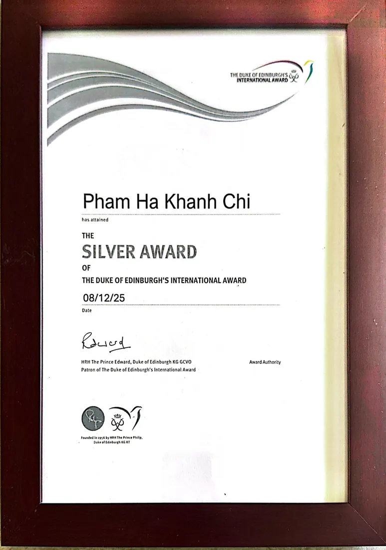 Framed Duke of Edinburgh's International Award Silver certificate, dated 8 December 2025